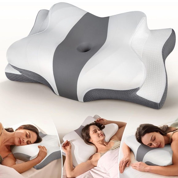 2 pcs. White and Gray Ergonomic Pillows - cervical neck pillow - Picture 1 of 5